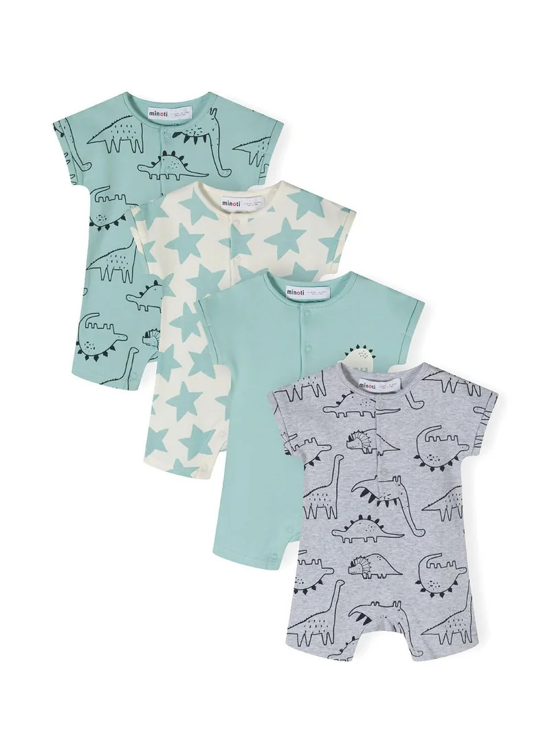 MINOTI Boys 2 pack short sleeve rompers colourful patterns mint